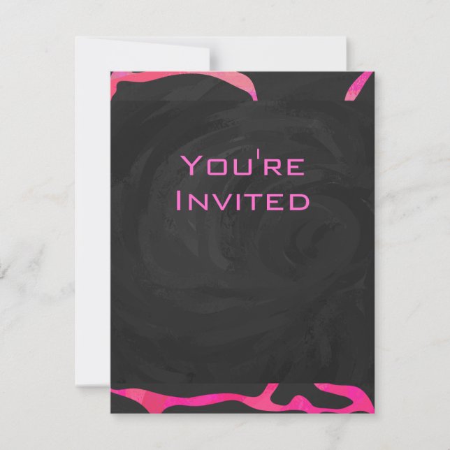 Giraffe Hot Pink and Black Print Invitation (Front)