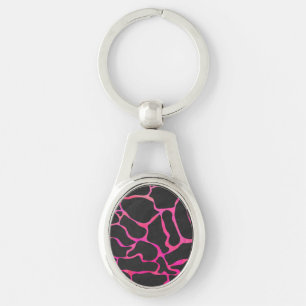 Giraffe Hot Pink and Black Print Key Ring