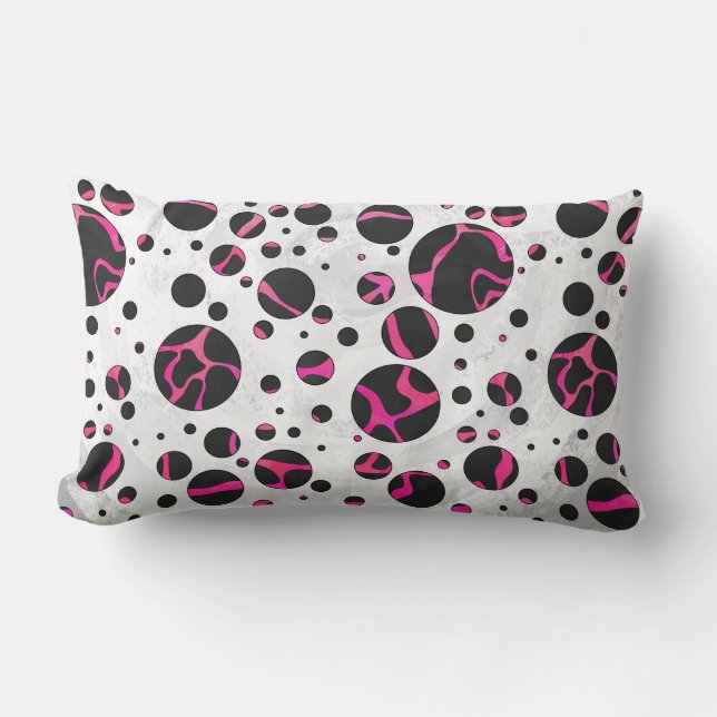 Giraffe Hot Pink and Black Print Lumbar Cushion (Front)