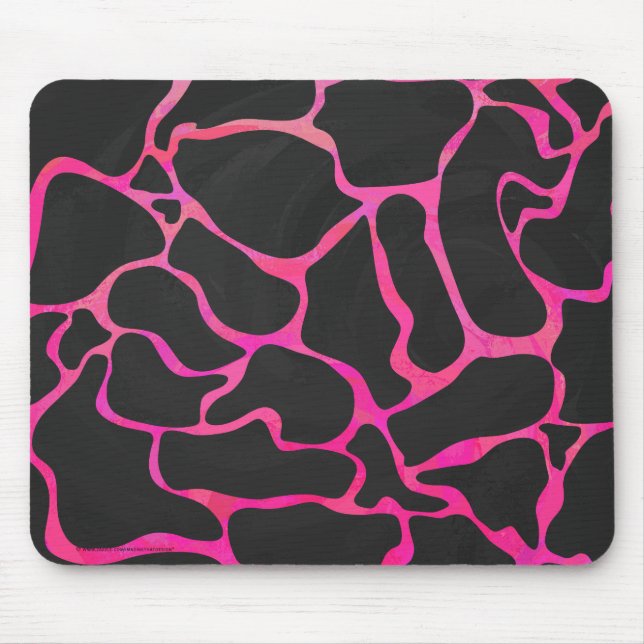 Giraffe Hot Pink and Black Print Mouse Pad (Front)
