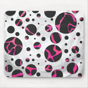 Giraffe Hot Pink and Black Print Mouse Pad