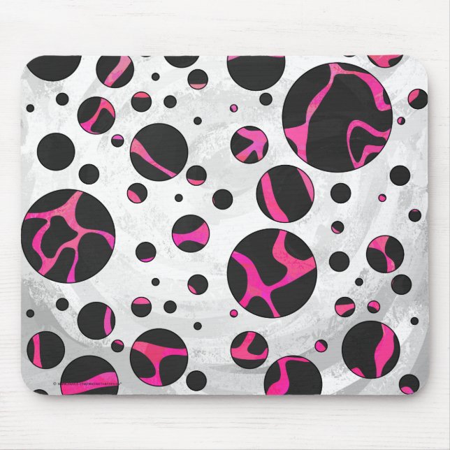 Giraffe Hot Pink and Black Print Mouse Pad (Front)