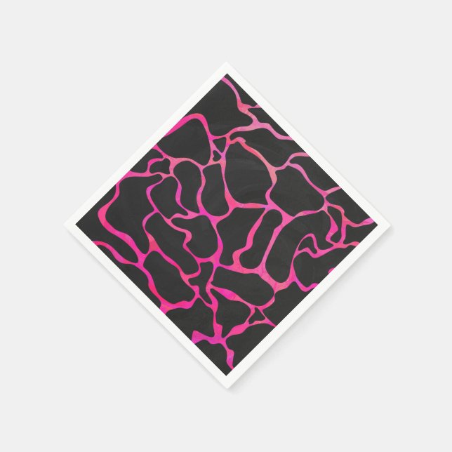 Giraffe Hot Pink and Black Print Napkin (Corner)