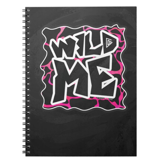 Giraffe Hot Pink and Black Print Notebook (Front)