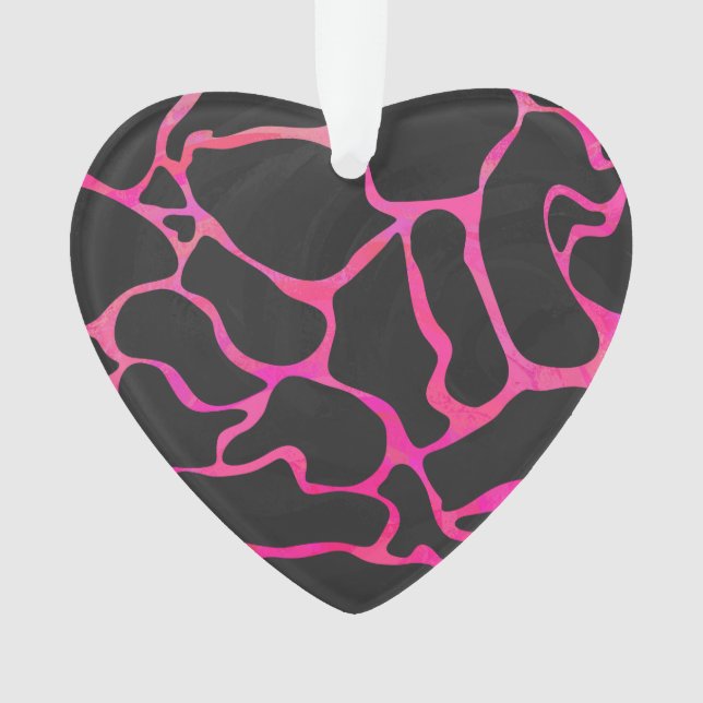 Giraffe Hot Pink and Black Print Ornament (Front)