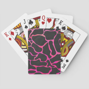 Giraffe Hot Pink and Black Print Playing Cards