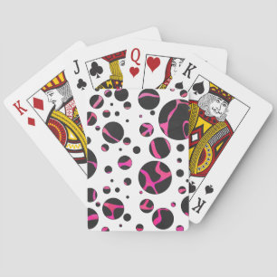 Giraffe Hot Pink and Black Print Playing Cards