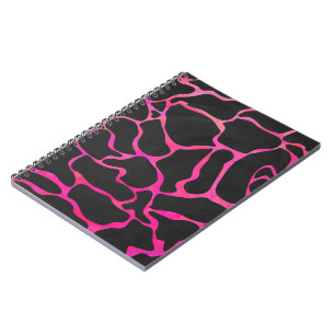 Giraffe Hot Pink and Black Print Spiral Notebook