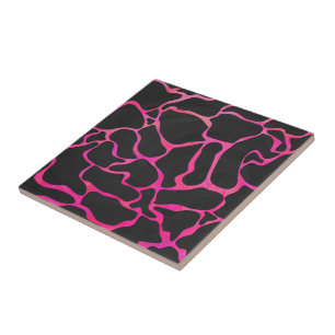Giraffe Hot Pink and Black Print Tile
