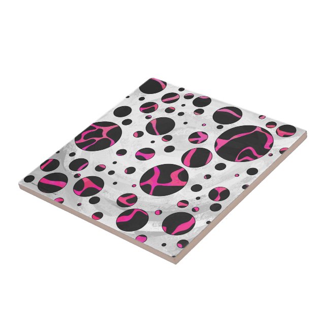 Giraffe Hot Pink and Black Print Tile (Side)