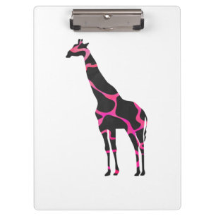 Giraffe Hot Pink and Black Silhouette Clipboard