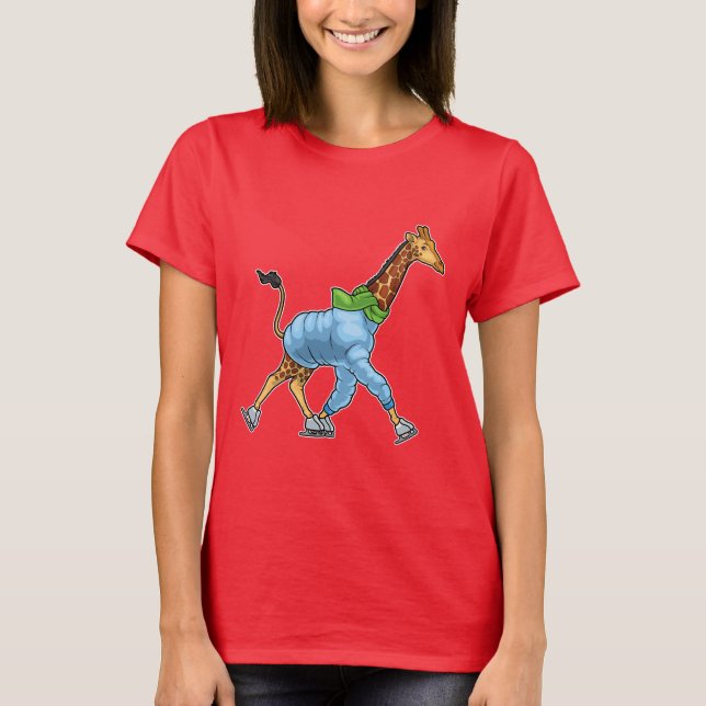 Giraffe Ice skating Ice skates T-Shirt (Front)