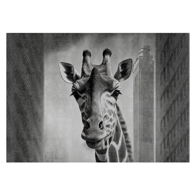 Giraffe in a Cityscape Cutting Board (Front)
