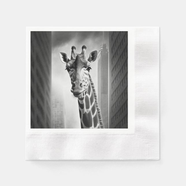 Giraffe in a Cityscape Napkin (Front)