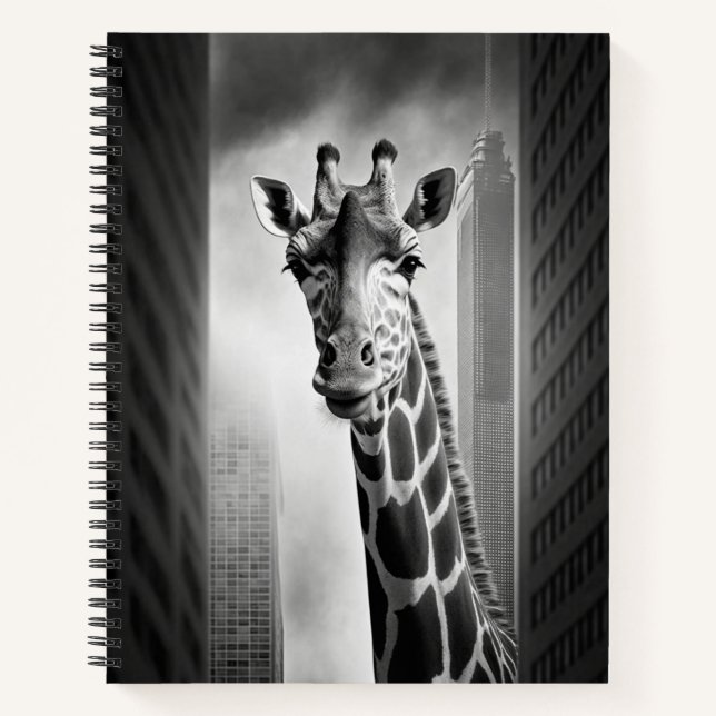 Giraffe in a Cityscape Notebook (Front)