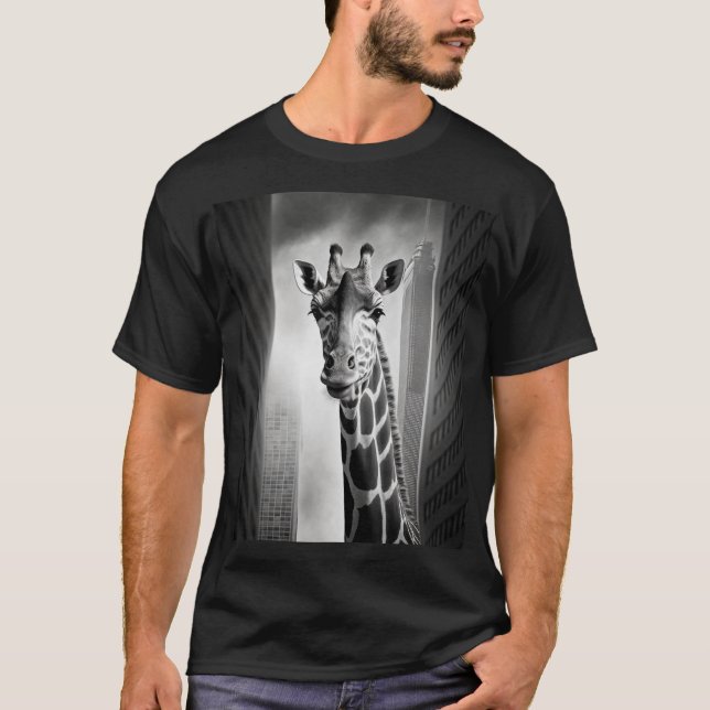 Giraffe in a Cityscape T-Shirt (Front)