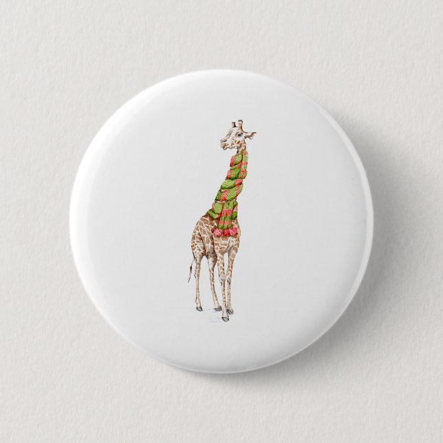 Giraffe in a Scarf 6 Cm Round Badge (Front)