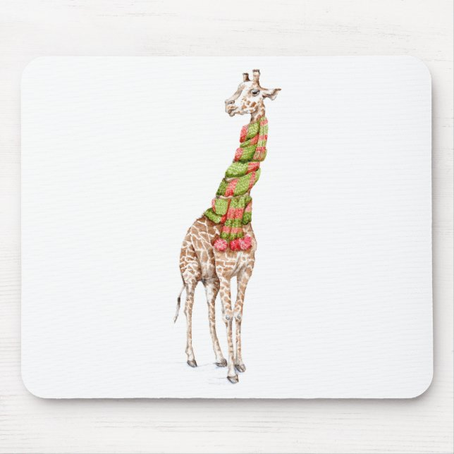 Giraffe in a Scarf Mouse Pad (Front)