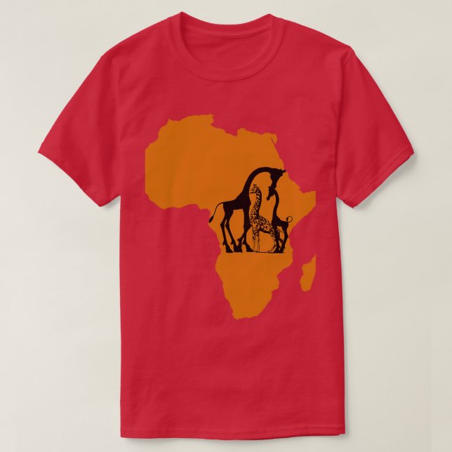 Giraffe in Africa Map T-Shirt (Design Front)