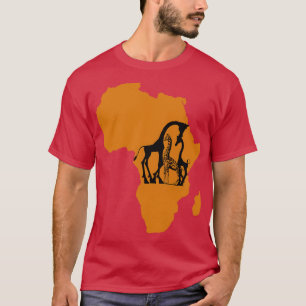Giraffe in Africa Map T-Shirt