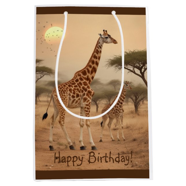 Giraffe in Africa Medium Gift Bag (Front)