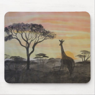 Giraffe in African Sunset Mouse Pad