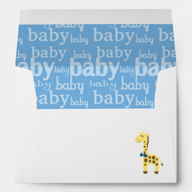 Giraffe in Blue Bow Baby Shower for Boy Envelope (Back (Bottom))