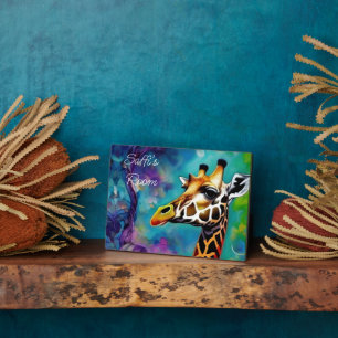 Giraffe in colour plaque