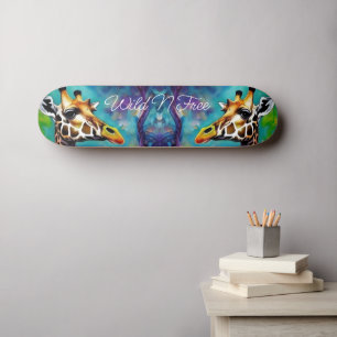 Giraffe in colour skateboard