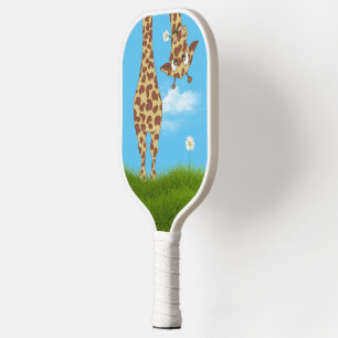 Giraffe in Grass with Daises Pickleball Paddle