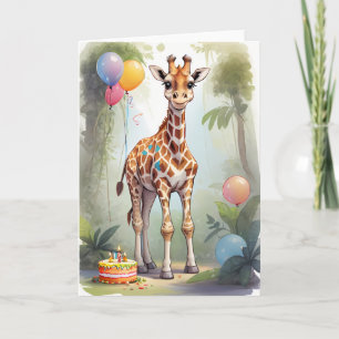 Giraffe in Jungle Celebrating Card