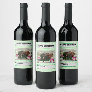 Giraffe In My Window, Birthday Wine Label