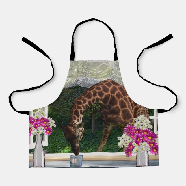 Giraffe In My Window, Kids Full Print Apron (Front)