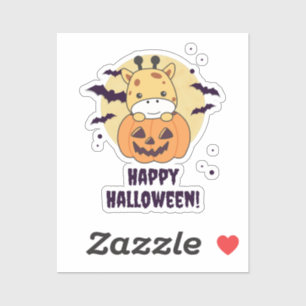 Giraffe In Pumpkin Cute Giraffes Happy Halloween
