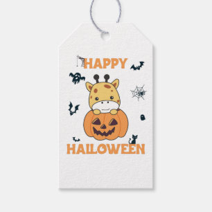 Giraffe In Pumpkin Cute Giraffes Happy Halloween G Gift Tags