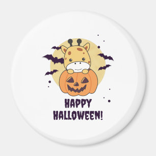 Giraffe In Pumpkin Cute Giraffes Happy Halloween Magnet