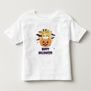 Giraffe In Pumpkin Cute Giraffes Happy Halloween Toddler T-Shirt
