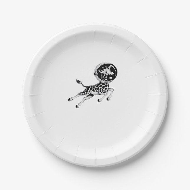 Giraffe in Space - Cool Astonomy Logo Essential T- Paper Plate (Front)