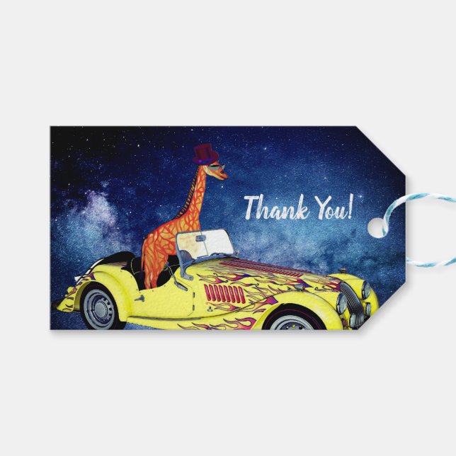 Giraffe In Space Custom Gift Tags (Front (Horizontal))