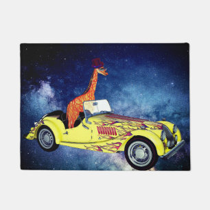 Giraffe in Space Door Mat