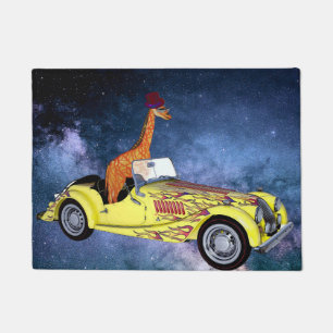 Giraffe in Space  Door Mat