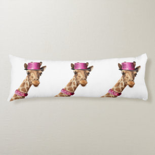 Giraffe in sparkly pink hat body cushion