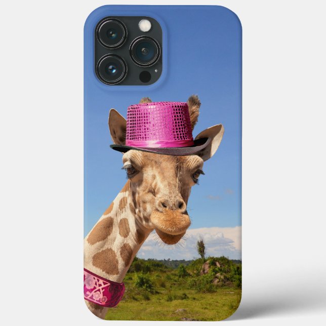 Giraffe in sparkly pink hat Case-Mate iPhone case (Back)