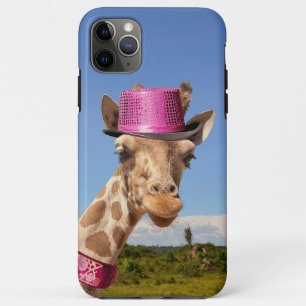 Giraffe in sparkly pink hat Case-Mate iPhone case