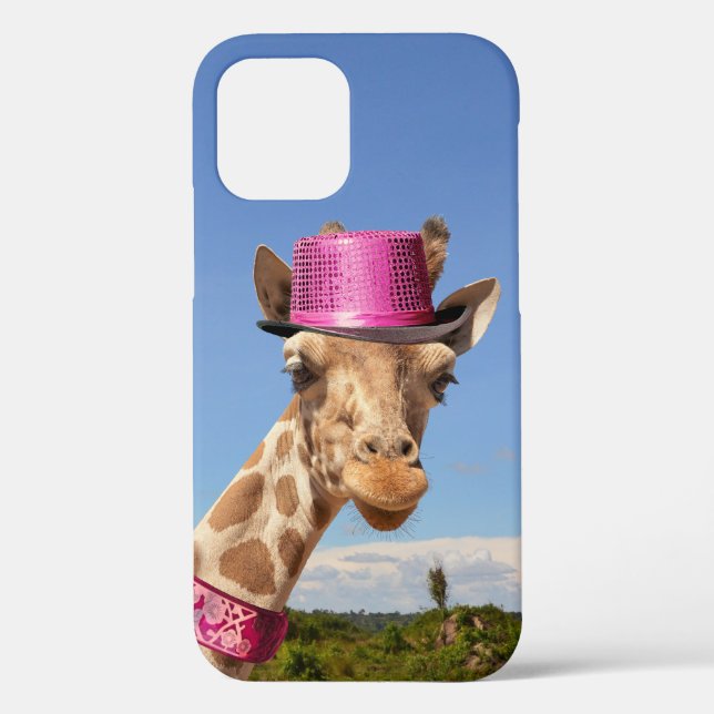 Giraffe in sparkly pink hat Case-Mate iPhone case (Back)