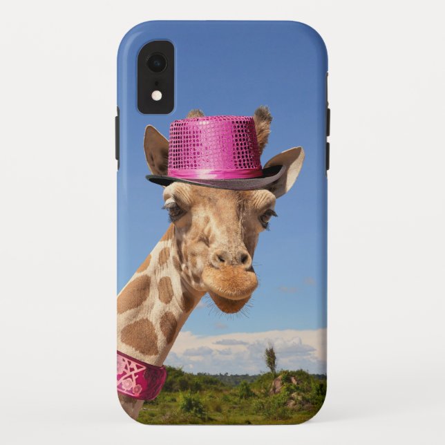 Giraffe in sparkly pink hat Case-Mate iPhone case (Back)