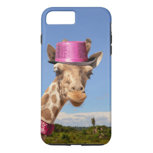Giraffe in sparkly pink hat Case-Mate iPhone case