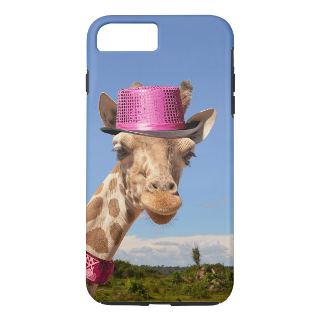 Giraffe in sparkly pink hat Case-Mate iPhone case (Back)