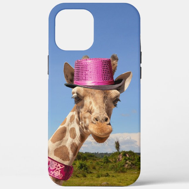 Giraffe in sparkly pink hat Case-Mate iPhone case (Back)