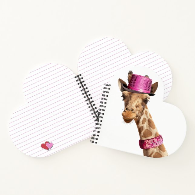 Giraffe in sparkly pink hat notebook (Inside)